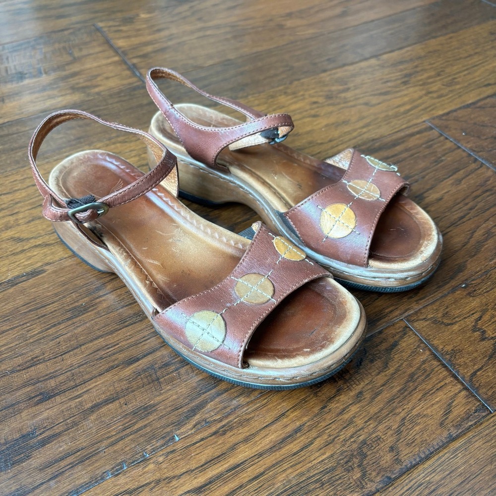 Dansko Women's Brown Leather Sandals Walking Comfort Sz 7 Made in Portugal